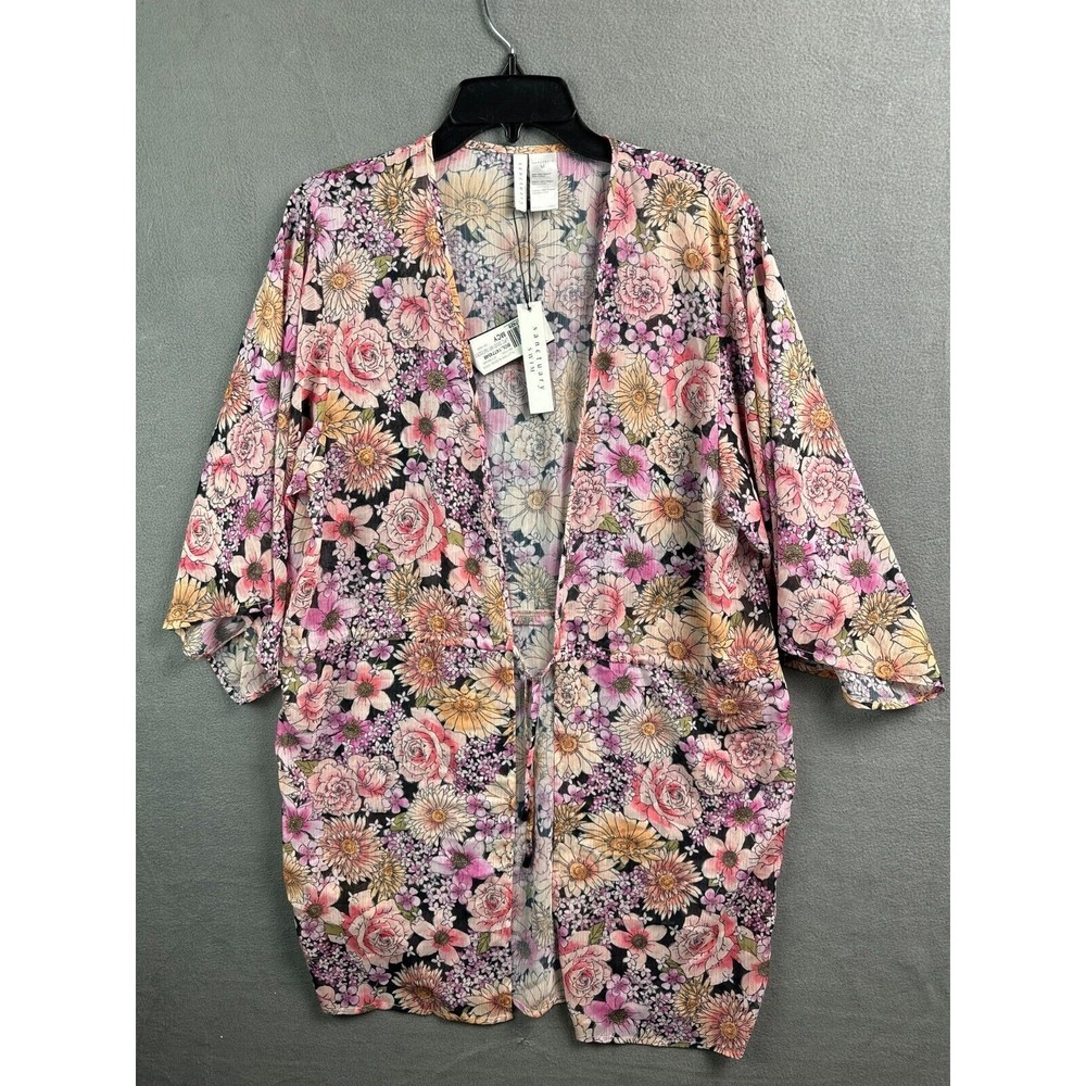NWT Sanctuary Swim Caftan Cover Womens Medium Pink Petal Pusher Floral Chiffon B